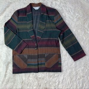 BLAIR Vintage Shacket Lightweight Blazer Striped Top